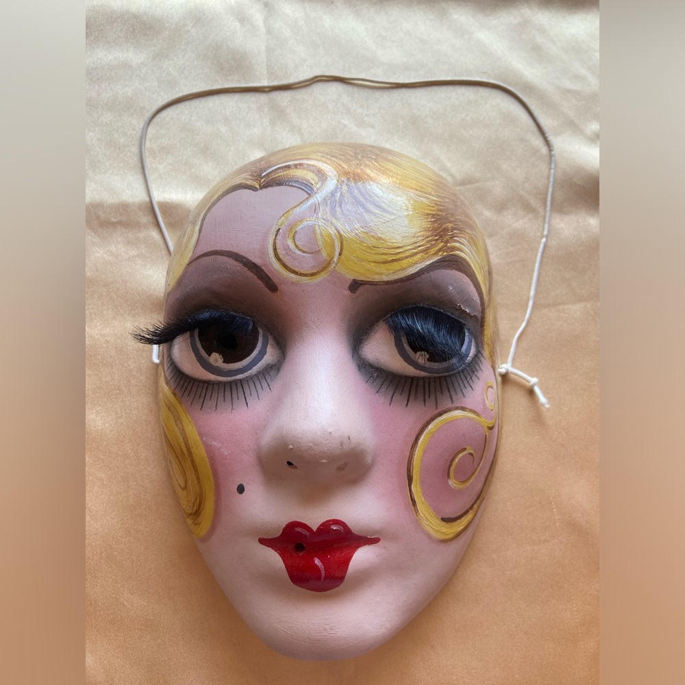 Hand Painted Wearable Flapper Girl  Mask ~ Halloween #8569